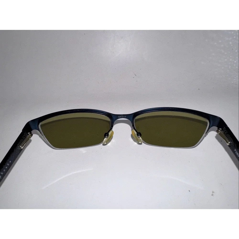 Phoebe P285 NAV Eyeglasses Frames Navy Blue Semi Rimless Rhinestone 54-17-135